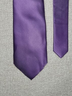 Hisdern Men's Solid Purple Satin Necktie